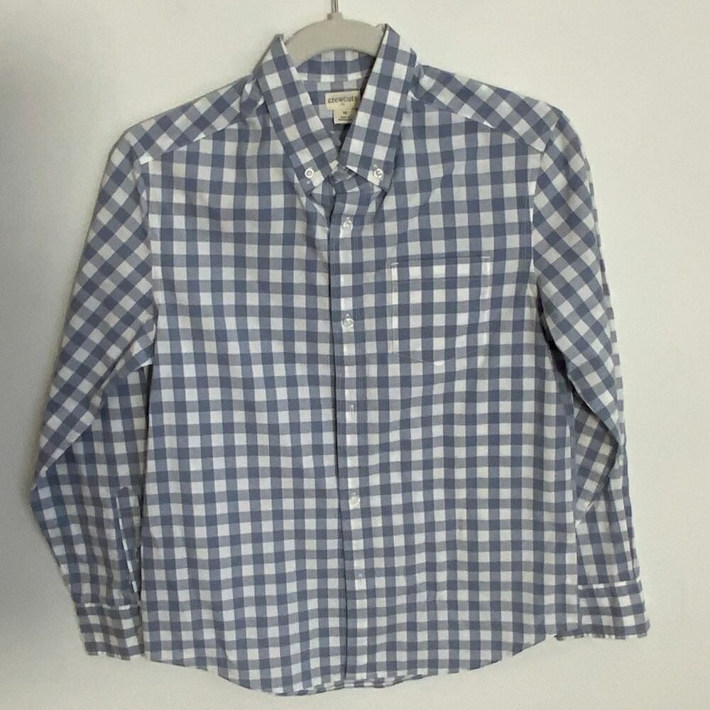 Crewcuts NWT Grey and white gingham button down size 12‎